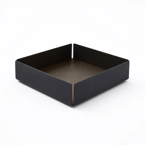 Svuotatasche in Acciaio Nero Opaco e Cuoio Grigio Talpa - Design Moderno - Foto 1 di 5