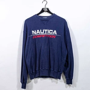 Nautica Competition Spell Out Sweatshirt Medium VTG 90s Streetwear Hip Hop - Picture 1 of 7