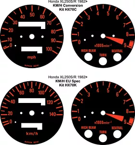 HONDA XL250 XL200S XL250R PARIS DAKAR SPEEDO TACHO CLOCKS GAUGE FACE OVERLAY KIT - Picture 1 of 3