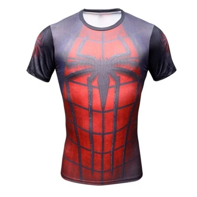 Mens Compression Superhero Top Base Layer Gym Short Sleeve Thermal Sweats BJJ  - Image 1 of 4