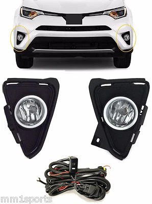 FOG LIGHT KIT FOR FITS 2016-18 TOYOTA RAV4 LAMPS BEZELS HARNESS SWITCH BULBS  - Image 1 of 4