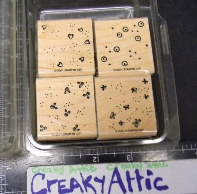 STAMPIN UP BEYOND THE BASICS 4 SELLOS DE GOMA ROSAS MARIPOSAS CORAZONES CÍRCULOS Foto 1 de 2