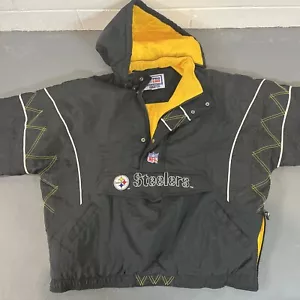 Pittsburgh Steelers 1990s Starter Jacket Puffy Pullover Black Size XXL - Picture 1 of 13