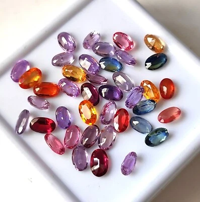 3X5 MM OVAL CUT AAA+ NATURAL MULTI SAPPHIRE FACETED CALIBRATED GEMSTONE 40 PIECE - Image 1 of 3