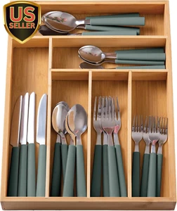 Bamboo Kitchen Utensil Set with Drawer Organizer | Cooking Tools and Storage ... - Picture 1 of 12
