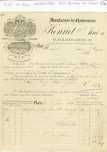 Paris XI ème 10 Rue Mercoeur - Belle Entête d'une Manufacture de Chaussures 1890 - Picture 1 of 1