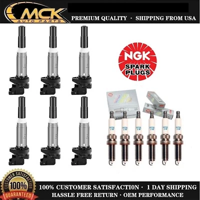 6 件点火线圈 +6X NGK 火花塞 适用于宝马 435i 525i 528i X5 X6 328i 335i 3.0 — 第 1/4 张图片