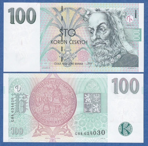 Czech Republic 100 Korun 1997 P 18 UNC Cover