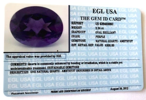 EGL USA 3.34 CT LOOSE NATURAL GEMSTONE PURPLE AMETHYST OVAL FEBRUARY BIRTHSTONE - Picture 1 of 6