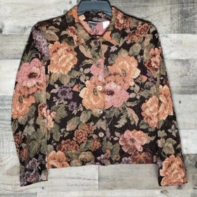 Linda chaqueta abotonada tapiz victoriano floral vintage años 90 - para mujer talla grande Foto 1 de 4