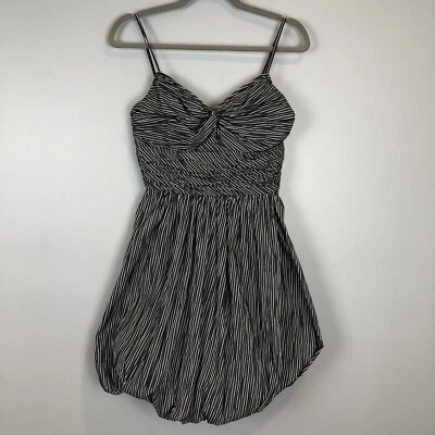 Vestido Tracy Reese Gris Blanco Rayas Talla 4 Sweetheart Lazo Corpiño Dobladillo Burbuja Foto 1 de 4