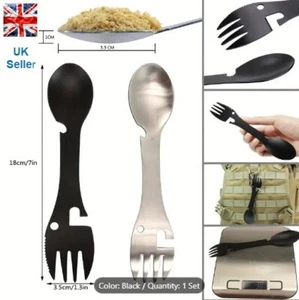 Strong Durable Spoon Fork Spork Multi Function Camping Utensil Black Or Silver - Picture 1 of 3