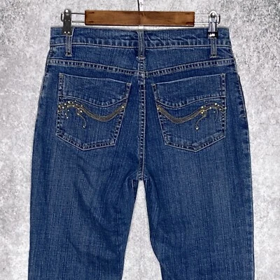 ZENA Mujer Estrás Bootcut Jeans Petite 4P Elástico tiro Medio Lavado Mediano Foto 1 de 4