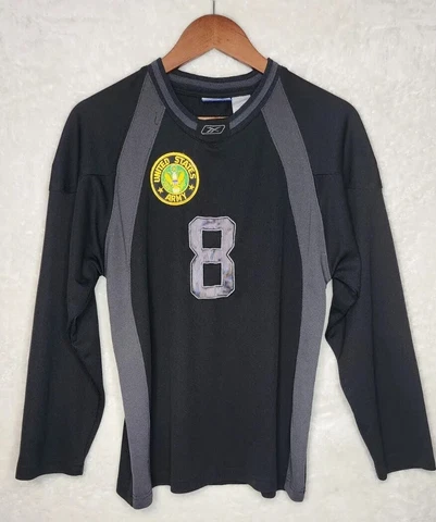Vintage Army Jersey Reebok #8 Kids Size Large (14/16) Black & Yellow Cover