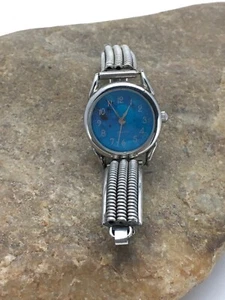 Blue Dial Watch Head Sterling Silver Navajo Alloy Watch Tips 2703 - Picture 1 of 12