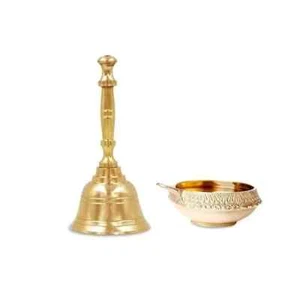 Pure Brass Bell with Small Kuber Deep Diya For House & Temple Prayers - Picture 1 of 5