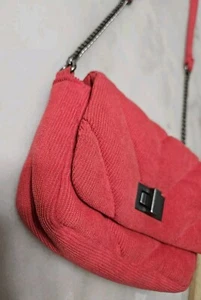 Art Class Girls Burgundy Red Quilted Velvet Turnlock Crossbody Bag with Chain - Picture 1 of 6