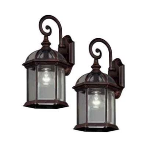 Hampton Bay Wickford 15.4 in. 1-Light Weathered Bronze Hardwired Outdoor(2-Pack) - Picture 1 of 11