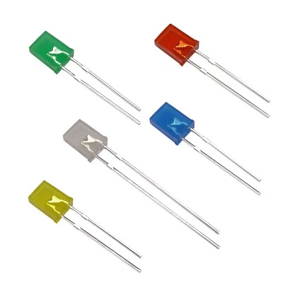 100 St. LED Sortiment rechteckig 2x5x7mm, 20 rot 20 grün 20 gelb 20 blau 20 weiß - Bild 1 von 3