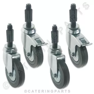 SET OF 4 x HEAVY DUTY 100mm WHEEL SWIVEL CASTOR 25mm SQUARE LEG TUBE INSERTS - Picture 1 of 5