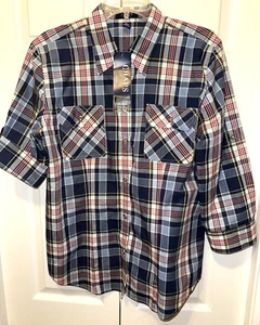 NEW TAG Ralph Lauren Woman's Navy Blue Red White Plaid Blouse Sz XL - Picture 1 of 6