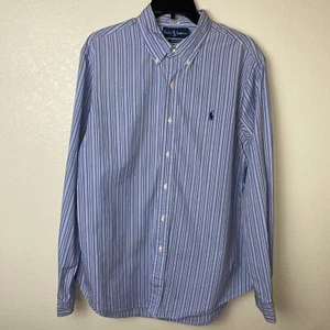 Ralph Lauren Mens button down Striped shirt long sleeve Large Blue - Picture 1 of 8