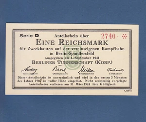 BERLIN - Spindlersfeld 1 Reichsmark 1941-1949 Berliner Turnerschaft  I / UNC - Bild 1 von 2