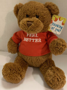 GUND Feel Better T-shirt Bear Brown Soft Teddy 12" Stuffed Animal Plush
