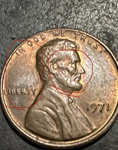 Copper Lincoln Cent 1971 D - DDO, DDR Error Cover