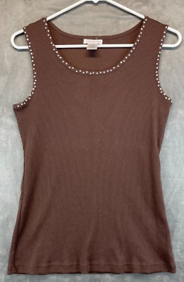 Camiseta sin mangas Hannah - mediana para mujer - cuello con tachuelas - marrón (500) Foto 1 de 4
