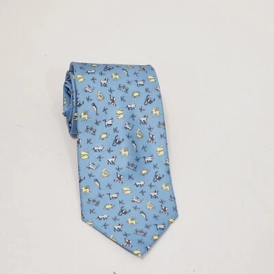 Corbata clásica para hombre Krizia azul zodiaco astrología 100 % seda hecha en Italia Foto 1 de 4