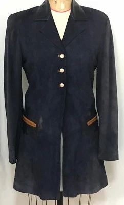 Traje de mujer North Beach vintage años 80 cuero gamuza azul marino Foto 1 de 4