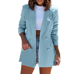 2023 Blazers Women Minimalist Solid Outwear Elegant Office Ladies Loose Work Su - Picture 1 of 47
