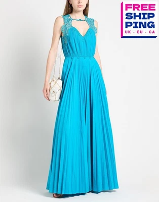 Maxi Vestido ALBERTA FERRETTI IT38 US2 UK6 XS Plisado Hecho en Italia PVP €2080 Foto 1 de 4