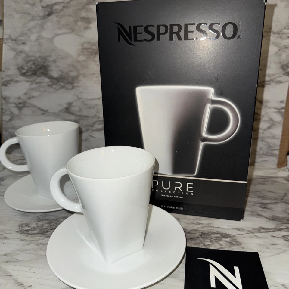 NUEVO EN CAJA NESPRESSO PURE 4 piezas 2 juegos: 2x tazas 2x platillos Nuevo Descatalogado RARO Foto 1 de 4