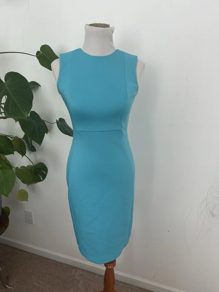 Calvin Klein Turquoise Scuba Sheath Dress Size 2 Sleeveless  - Image 1 of 3