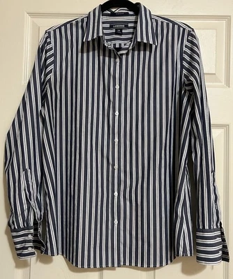 Lands’ End Dress Shirt Men’s Size 14 No Iron Supime 100% Cotton Blue And White  - Image 1 of 4