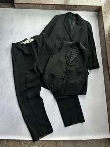 Vintage Victorian /Edwardian 1920s 1940s Three Piece Suit – Tailcoat, Vest & Hig - Picture 1 of 24