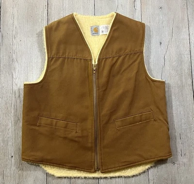 Vintage Carhartt Sherpa Lined Duck Canvas Hunting Vest Size Large - Image 1 of 4