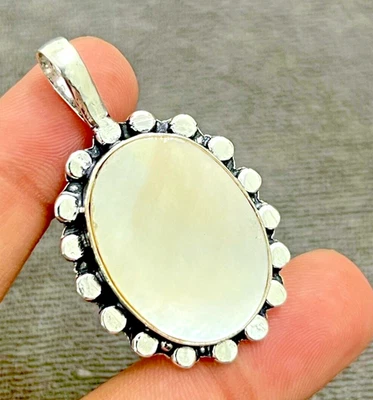 Perlmutt Edelstein 925 Sterlingsilber Handarbeit Schmuck Anhänger 2,10 Zoll - Bild 1 von 4