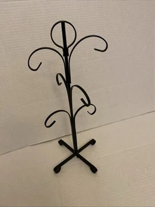 De colección. "Estante para tazas de café retro de metal negro con capacidad para 6 tazas aprox. 15"" x 6""" - Imagen 1 de 8