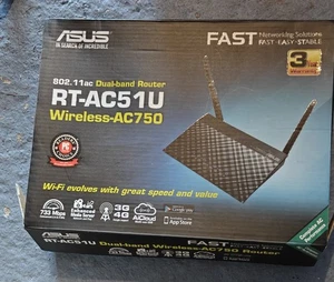 Asus RT-AC51U Dual-Band Wireless AC750 Multifunctional USB Wi-Fi Router - Black - Picture 1 of 5