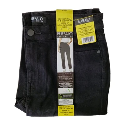BUFFALO DAVID BITTON JEANS Womens Buffalo Jeans UK 10 Stretchy Black Denim NWT Trousers 0268
