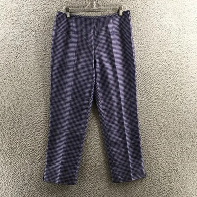 Pantalones de pierna recta al tobillo Ann Taylor para mujer 10 multicolores guinga seda tiro medio Foto 1 de 4
