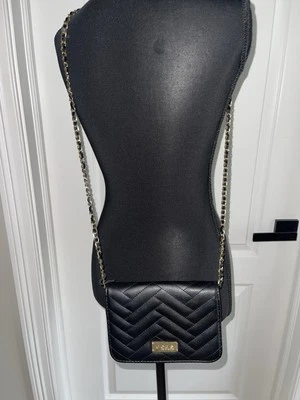 Bolso Bandolera Bebe SOPHIA Acolchado Negro con Correa de Cadena de Cuero Cartera Foto 1 de 3