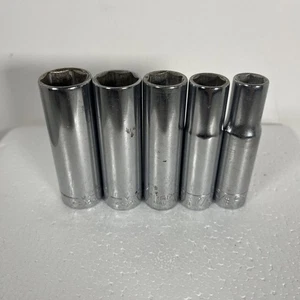 Set of 5 Craftsman 3/8 Drive Deepwell SAE 6 Point Sockets USA - Picture 1 of 7