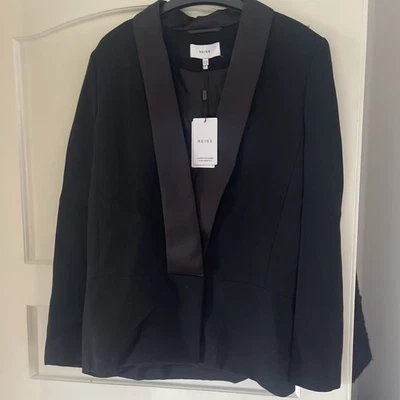 REISS YANA WOMENS TUXEDO CAPE BLAZER JACKET in Black Size Uk 10 Rrp £328 BNWT - Image 1 of 4