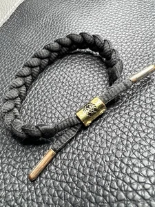Vintage Black Braided Rastaclat Adjustable Shoelace Bracelet 9" - Picture 1 of 9