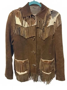 Vintage 50er Jahre Wildleder Rindsleder Fransen Jacke - Bild 1 von 6