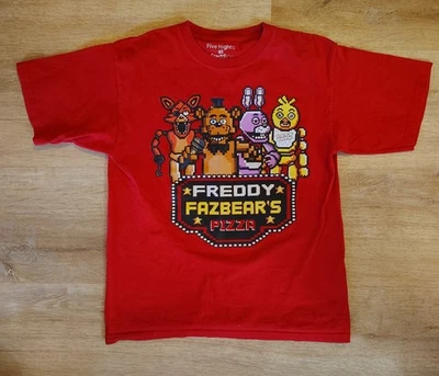 Five Nights At Freddy's Fazbear's Pizza Kids XL Movie T-Shirt Red 2016 FNAF Top - Image 1 of 4